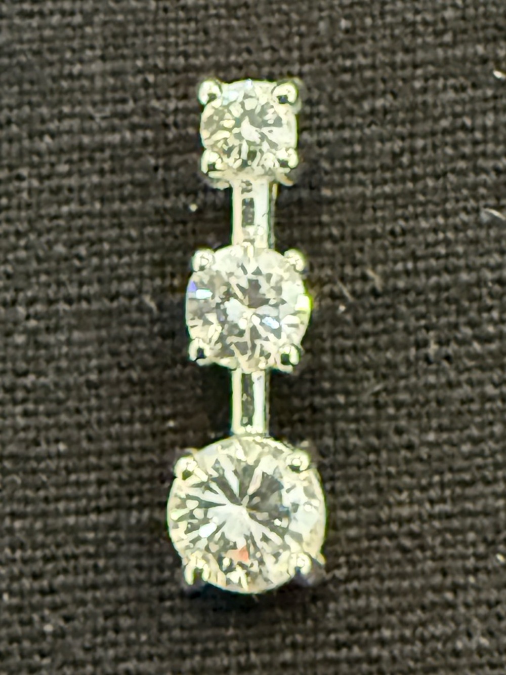 Classic Three-Stone Clear Crystal Pendant - White Gold Tone
